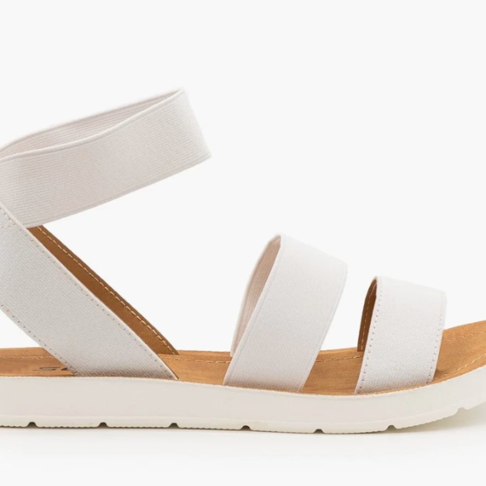 Comfy White Elastic Sandals - Size 8